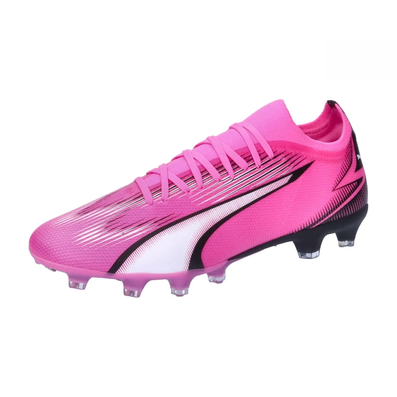 PUMA Unisex ULTRA MATCH Firm Ground/Artifical Ground Football Boots, Poison Pink-PUMA White-PUMA Black, 8 UK