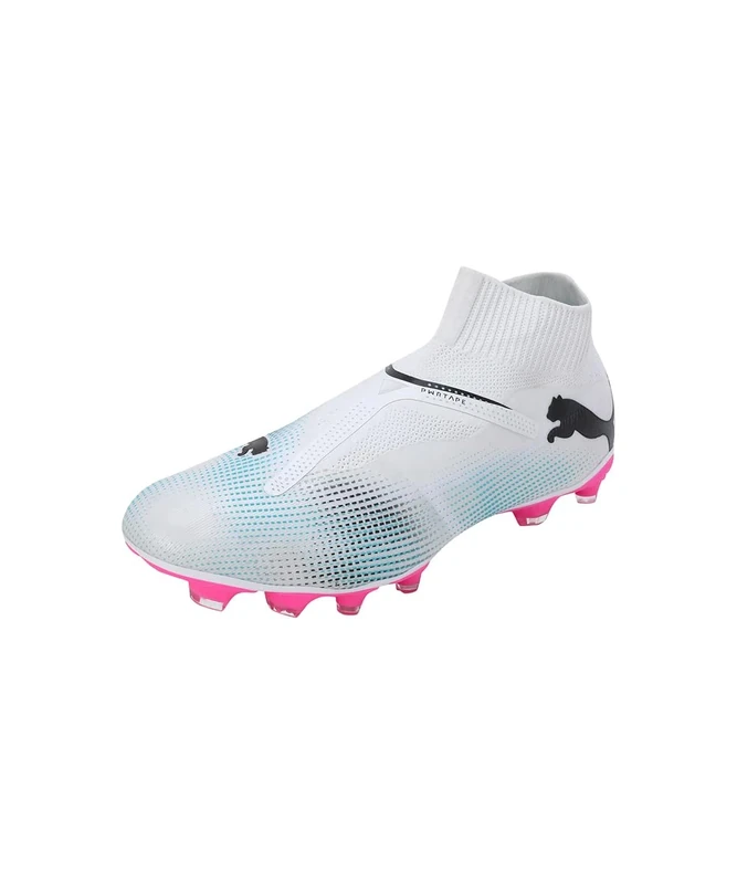 Puma Men Future 7 Match+ Ll Fg/Ag Soccer Shoes, Puma White-Puma Black-Poison Pink, 6 UK