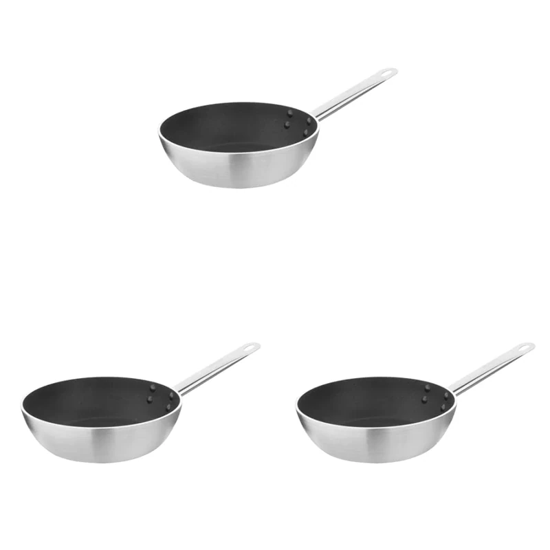 Vogue CB904 Non-Stick Teflon Flared Saute Pan 240mm | Aluminium | All Hob Compatible | 1.1 Litre Capacity (Pack of 3)