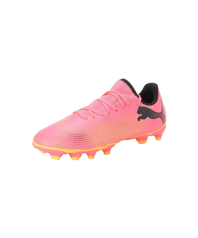 Puma Unisex Youth Future 7 Play Fg/Ag Jr Soccer Shoes, Sunset Glow-Puma Black-Sun Stream, 1 UK