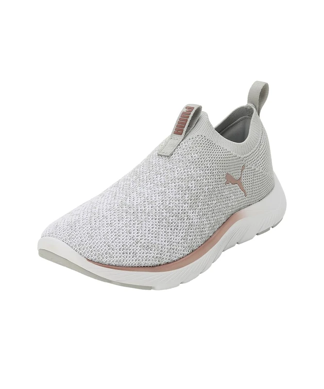 Puma Women Softride Remi Slip-On Knit Wn'S Road Running Shoes, Ash Gray-Puma White-Rose Gold, 5 UK