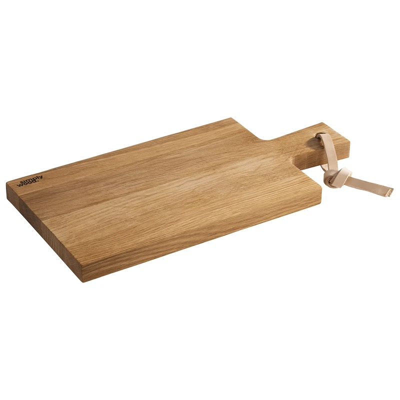 APS 751 Simply Wood Serving Board Oiled Oak Wood 27 x 17 x 2 cm with Hanging Hole Diameter 1.5 cm and Leather Strap
