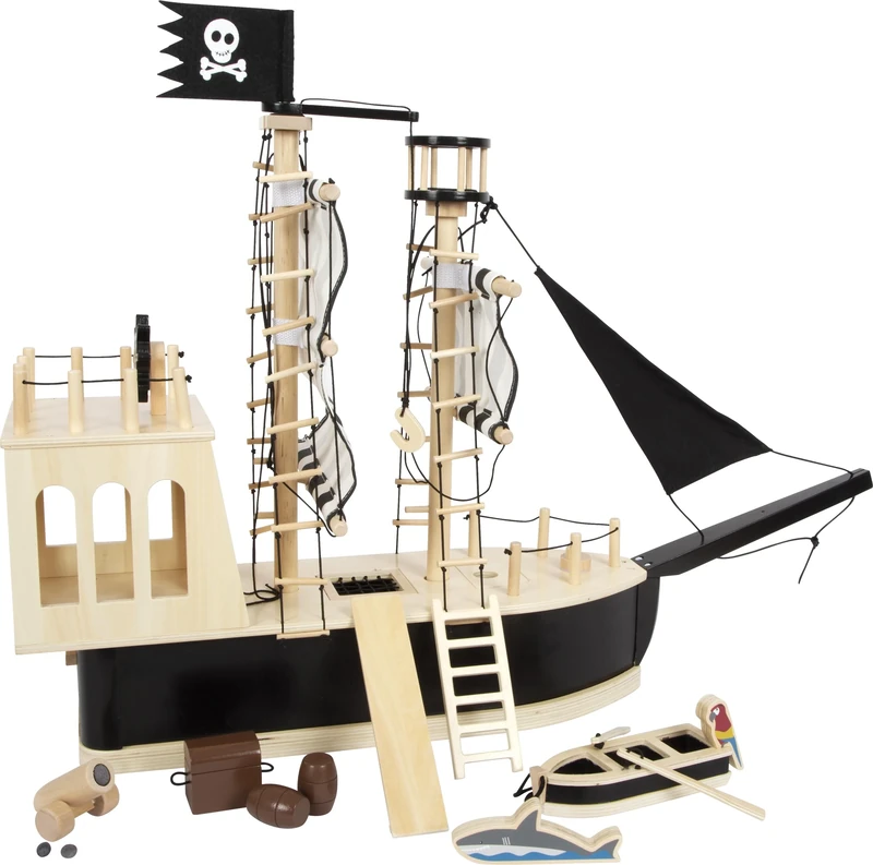 Small Foot Wooden Pirate Ship for Bending Dolls, large toy ship with plenty of accessories and functions, 12411