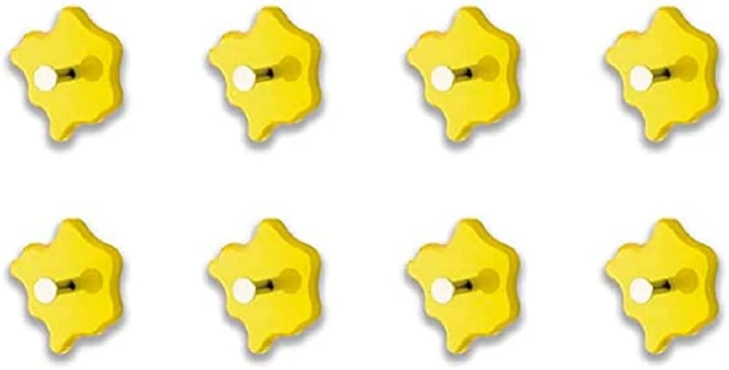 HAKU Set of 8 Wardrobe Knobs Chrome, Yellow, MDF, Metal - Dim.: D 5 cm X Ø 11 cm, Style: Modern