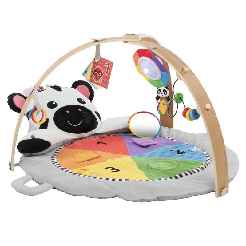 Baby Einstein Zen's Activity Milestones Plush Gym with Wooden Bar, for Infant to Toddler, 0-12 Months, Machine Washable