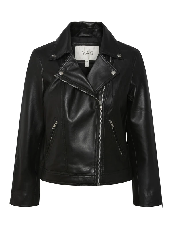 YAS Women's Leather Jacket, black, XL