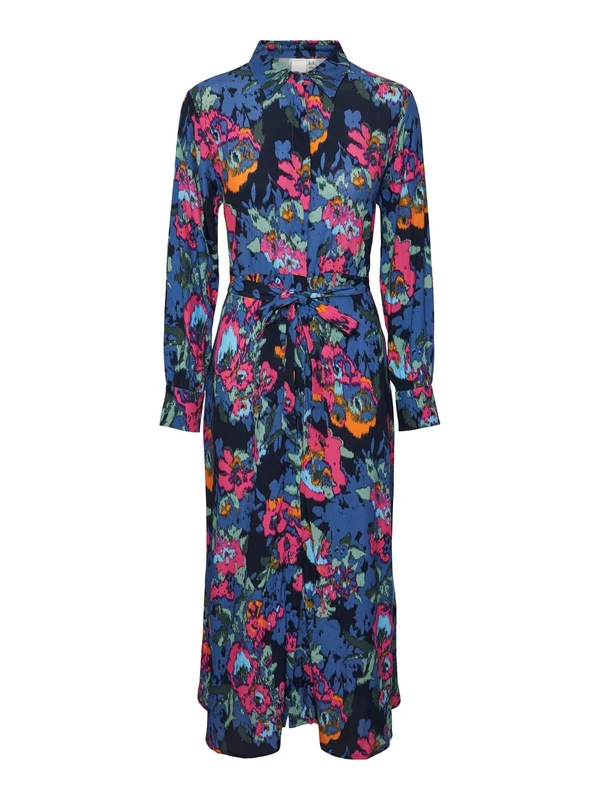 YAS Women's Yasfima LS Long Shirt Dress S. Noos Midi Dress, Garden Topiary/AOP:blury Print, XS