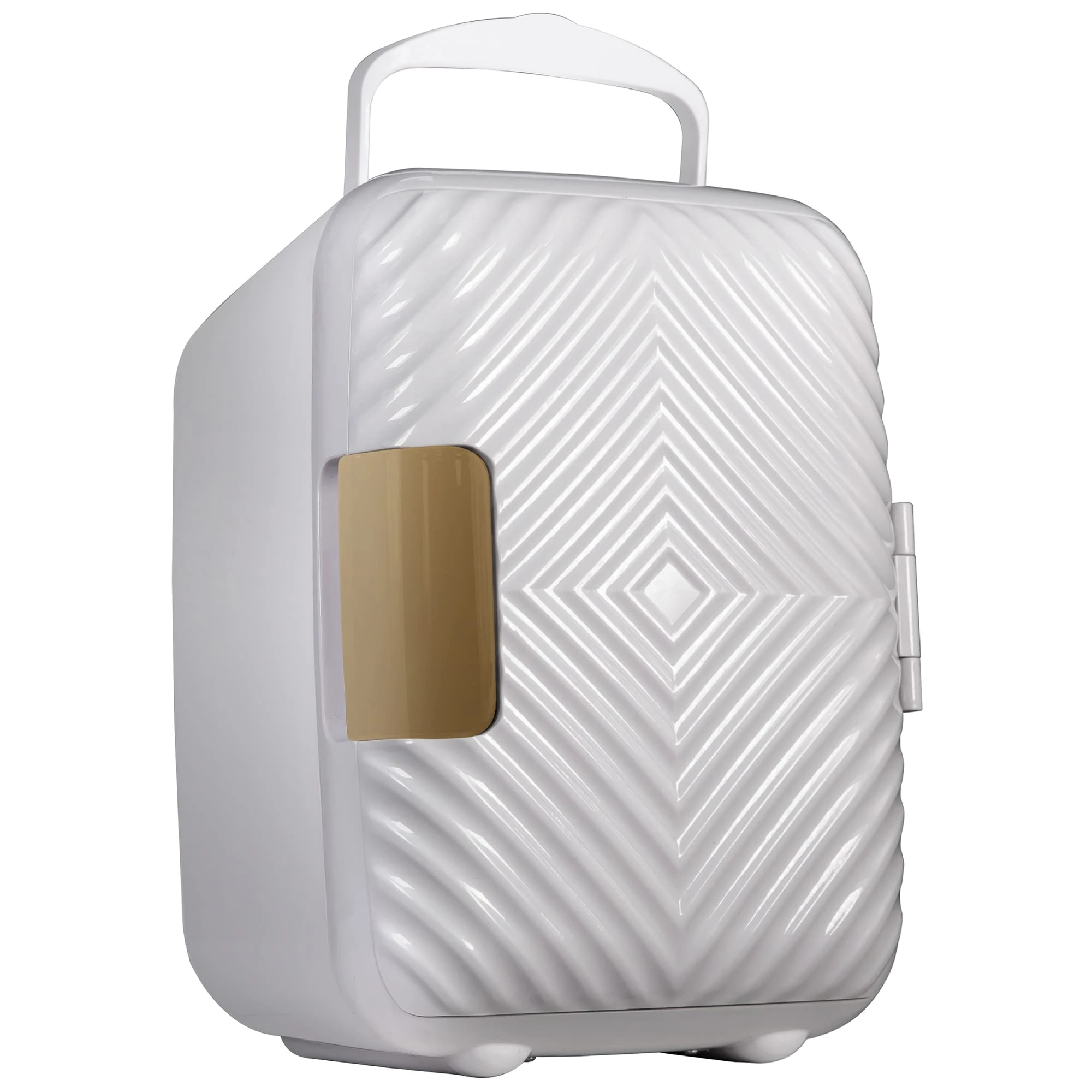 Russell Hobbs 4L/6 Can Portable Mini Cooler & Warmer for Drinks, Cosmetics/Makeup/Skincare, AC/DC Power, Groove Style, White, For Bedroom, Home, Caravan, Car RH4CLR1001GVW