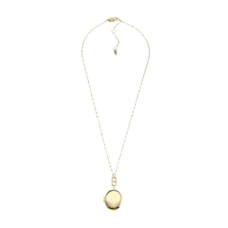 Fossil Necklace for Women Locket Collection Gold-Tone Stainless Steel Chain Necklace, Length: 400mm+50mm, JF04426710