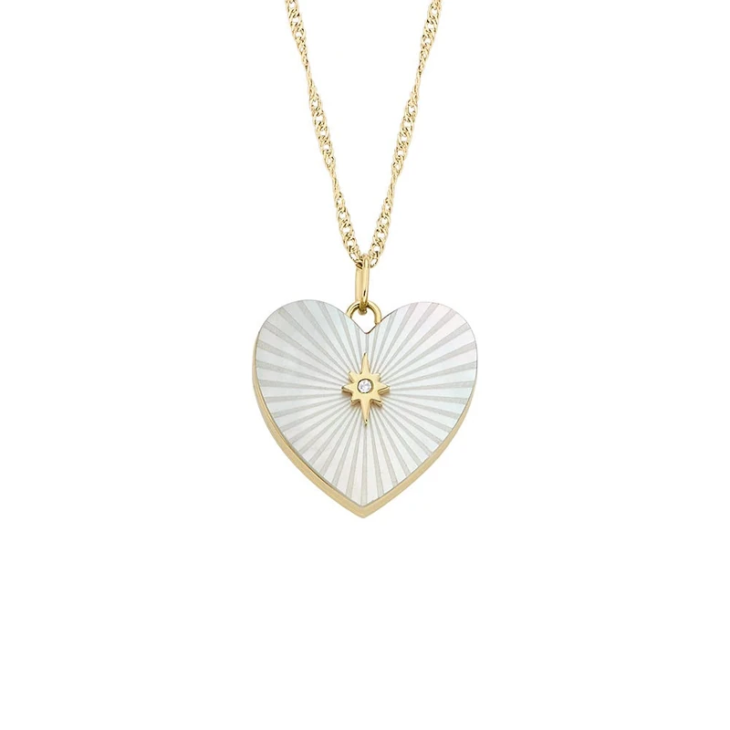 Fossil Women's gold tone Stainless Steel with lobster clasp closure heart shaped pendant necklace