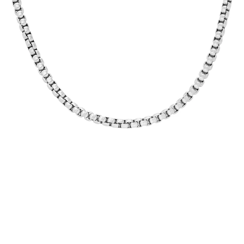 Fossil Necklace for Men All Stacked Up Stainless Steel Chain Necklace, Length: 460mm+50mm, Width: 2.8mm, JF04505040