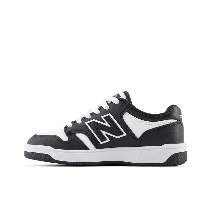 New Balance Kids 480 Shoes, Black/White, 5