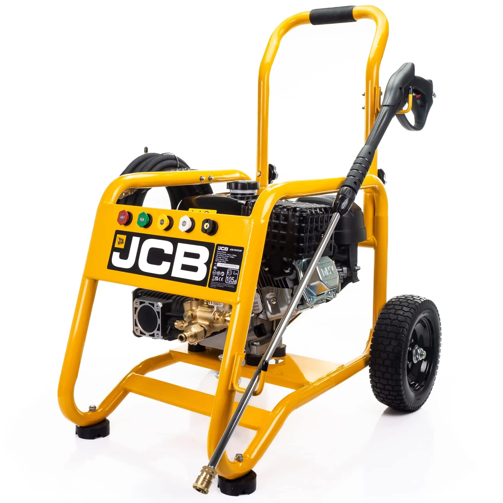 JCB Petrol Pressure Washer, 3100psi / 213bar, Powerful 7.5hp Jcb Petrol Engine, Triple Ar Pump, Quick Release Connectors with 5 Nozzle, Puncture Proof Tyres, 3 Year Warranty