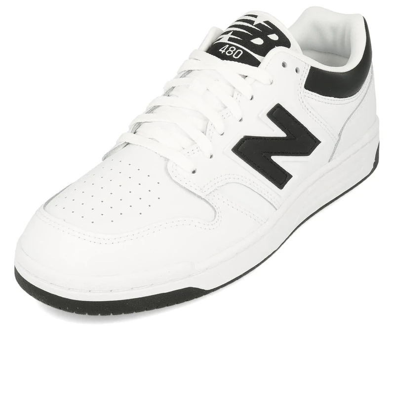 New Balance Men's 480 Shoes, White/Black, 7/M