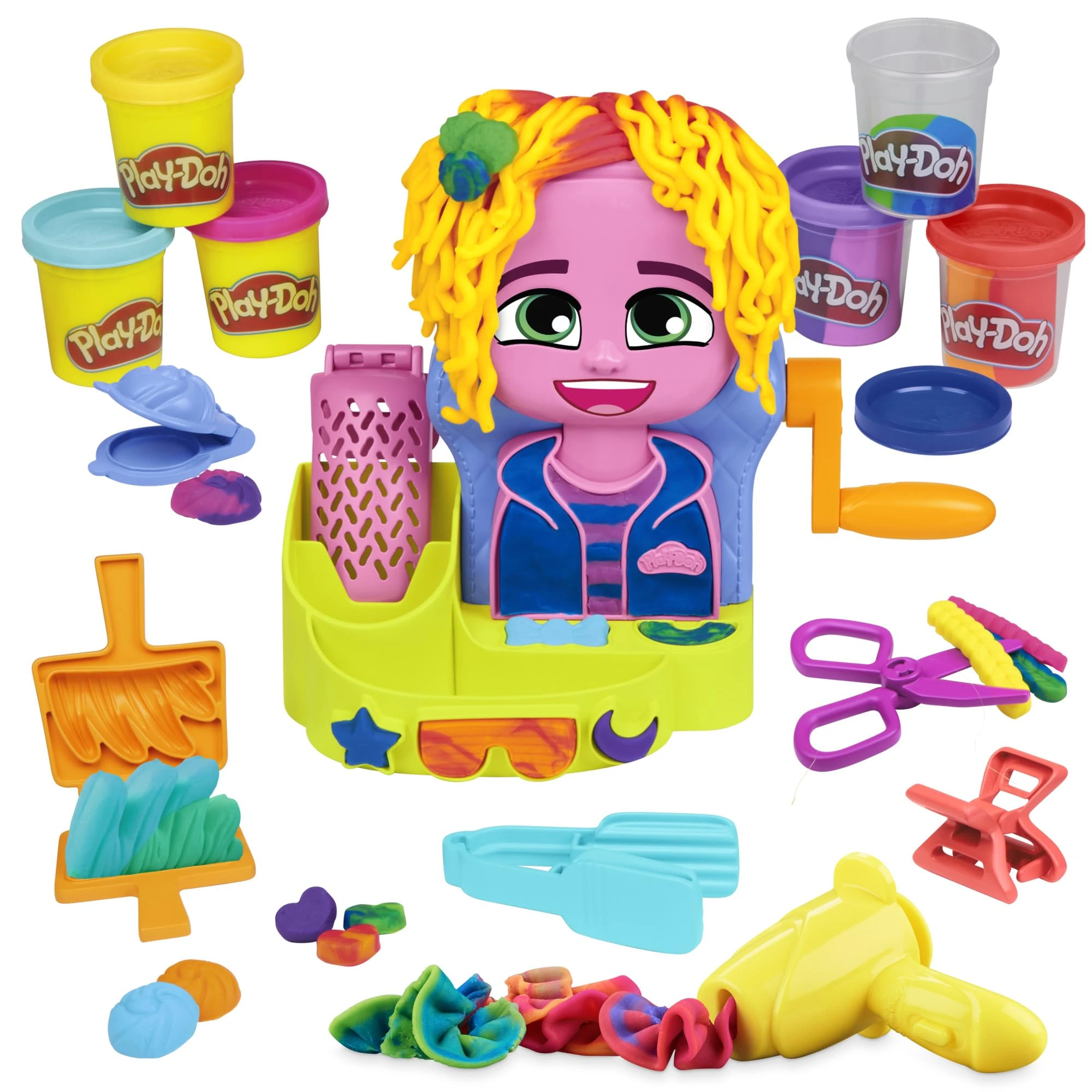 Play-Doh Hair Stylin' Salon Playset with 6 Cans, Pretend Play Toys, Ages 3+
