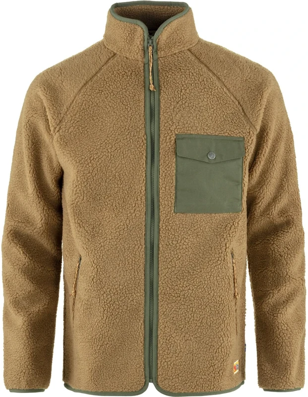 FJALLRAVEN 84158-232-625 Vardag Pile Fleece M Sweatshirt Men's Buckwheat Brown-Laurel Green Size XS
