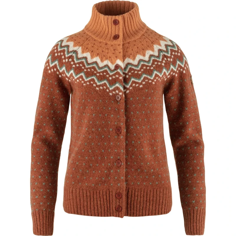 Fjallraven 84148-215-242 Övik Knit Cardigan W Sweatshirt Women's Autumn Leaf-Desert Brown Size L