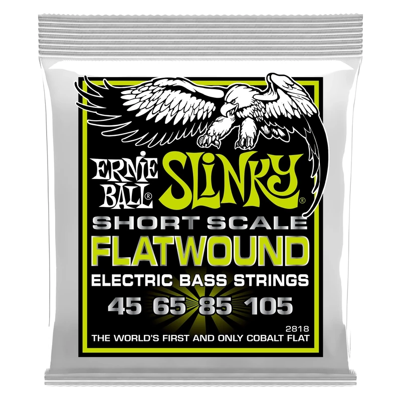 Ernie Ball Regular Slinky Flatwound Short Scale Electric Bass Strings 45-105 Gauge (P02818)