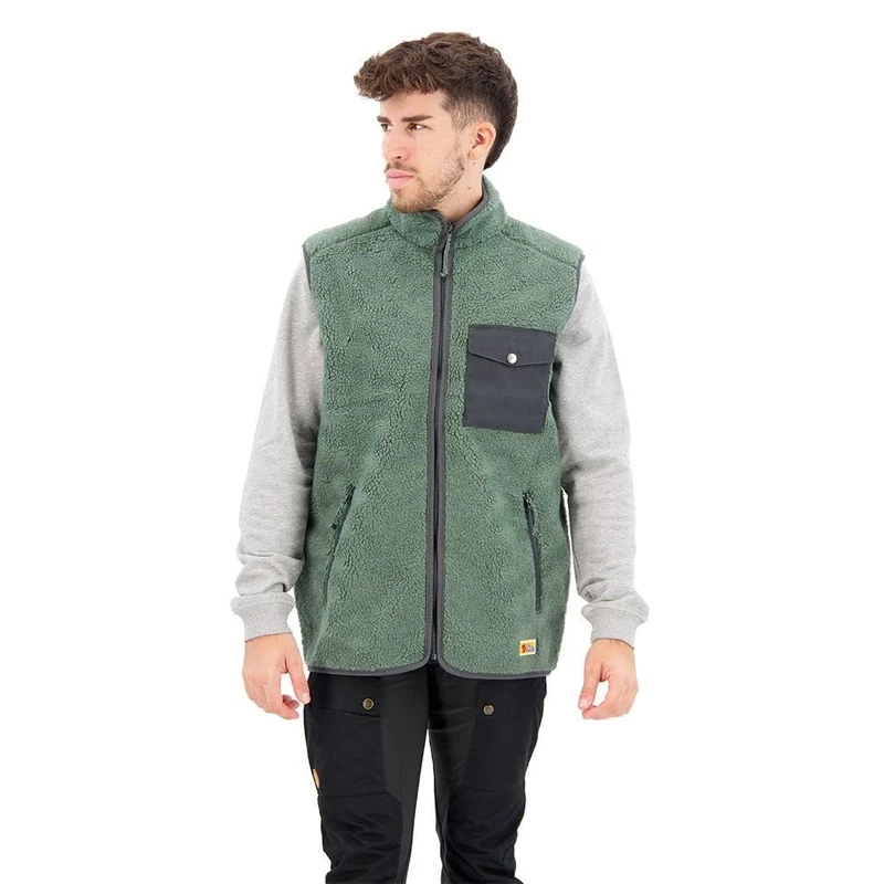 Fjallraven 87073-679-048 Vardag Pile Fleece Vest M Sweatshirt Men's Deep Patina-Iron Grey Size S