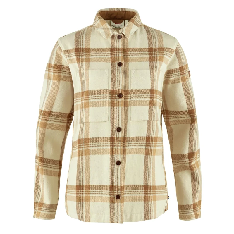 FJALLRAVEN 86986-113-196 Singi Flannel Overshirt W T-Shirt Women's Chalk White-Dune Beige Size XXS