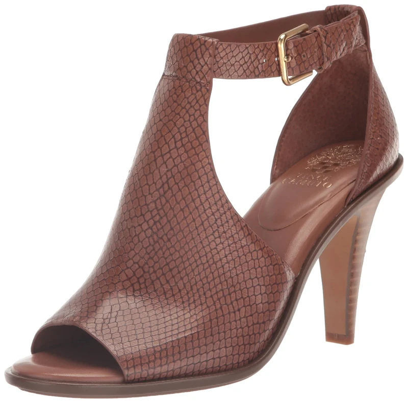 Vince Camuto Women's Frasper Buckle High Heel Bootie Ankle Boot, Warm Caramel, 9 UK