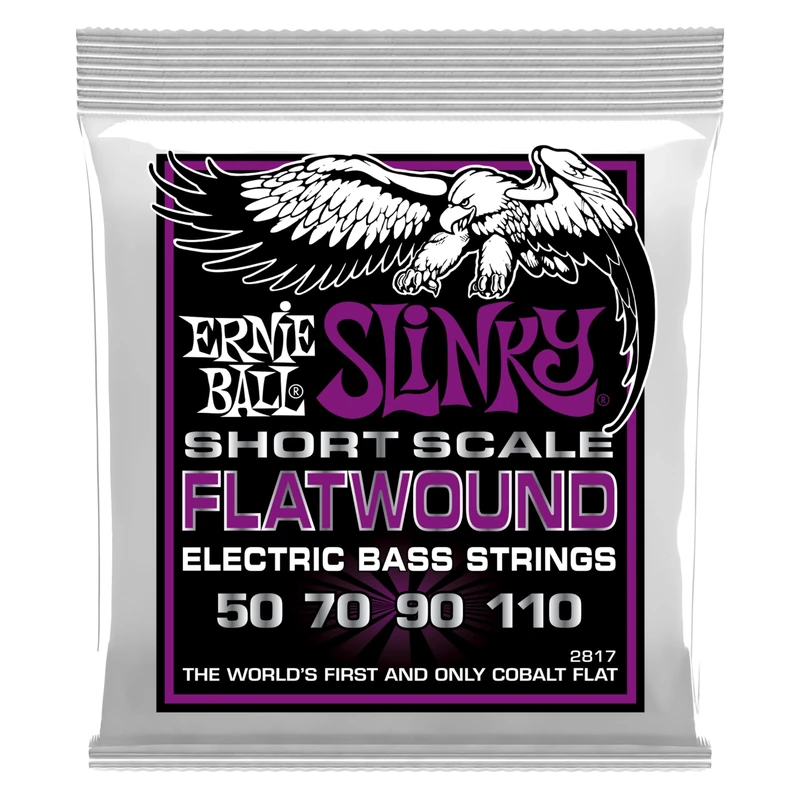 Ernie Ball Power Slinky Flatwound Short Scale Electric Bass Strings 50-110 Gauge (P02817)