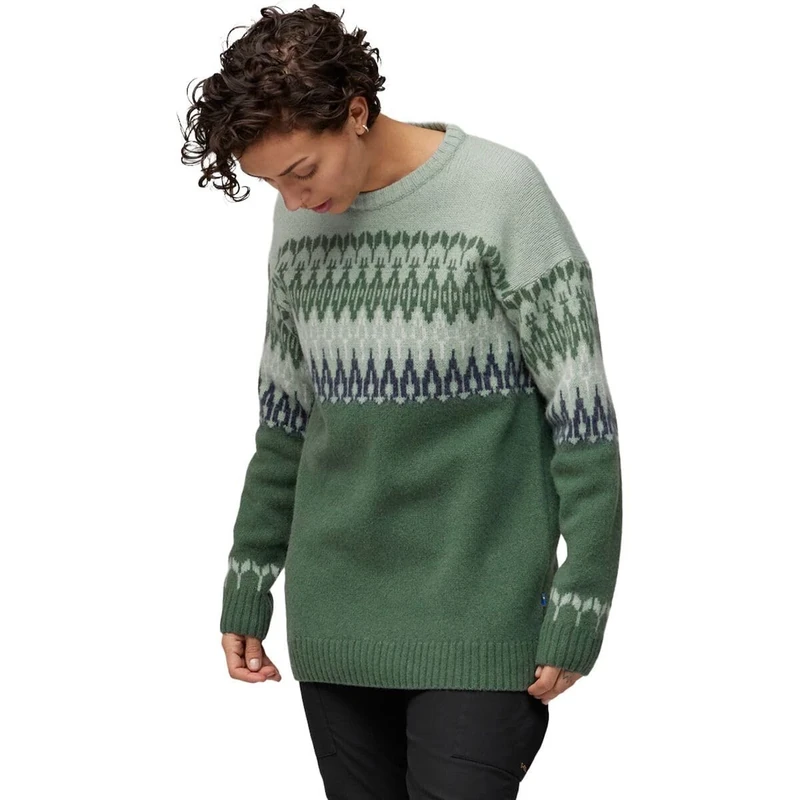Fjallraven 86992-679-674 Övik Path Knit W/Övik Path Knit W Sweatshirt Women's Deep Patina-Misty Green Size XS