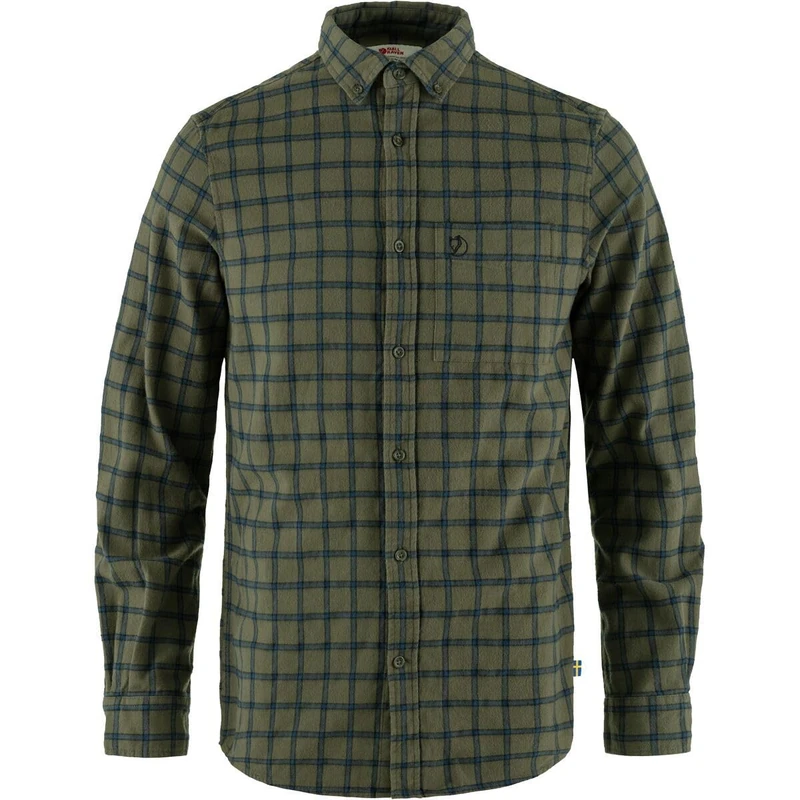FJALLRAVEN 82979-625-534 Övik Flannel Shirt M T-Shirt Men's Laurel Green-Indigo Blue Size XS