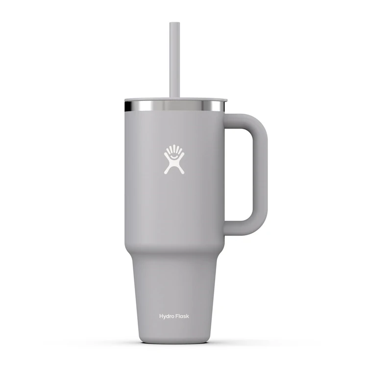 Hydro Flask - Travel Tumbler 1180 ml (40 oz) with Closable Press-In Straw Lid - Stainless Steel - Double Wall Vacuum Insulated - Splash resistant lid - Birch