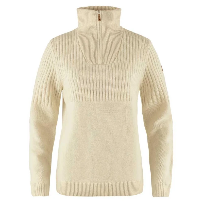 Fjallraven 86993-113 Övik Half Zip Knit W Sweatshirt Women's Chalk White Size M