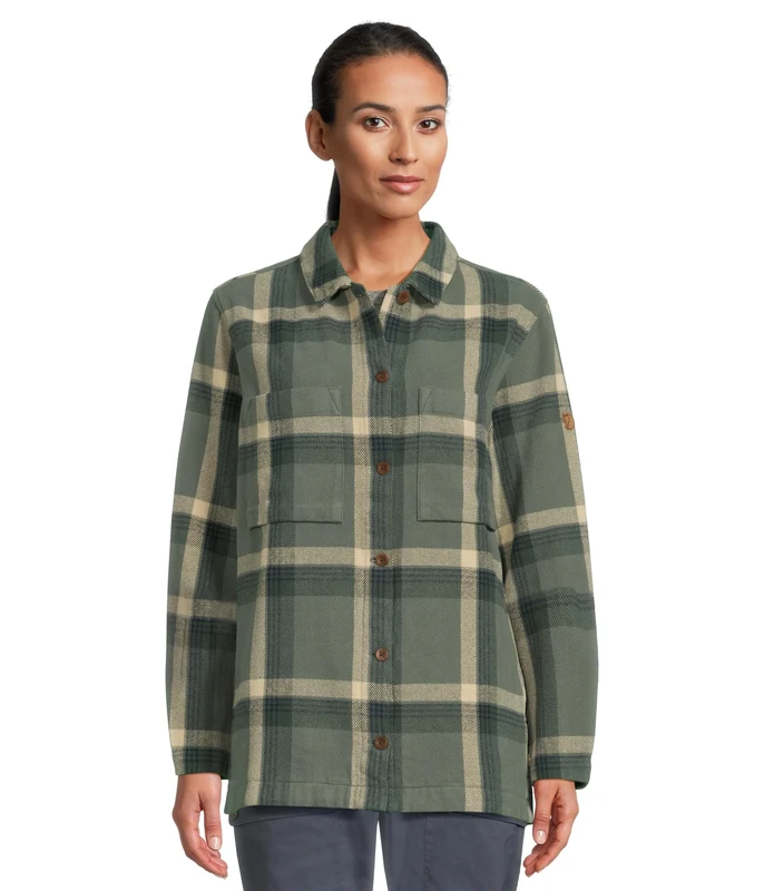 Fjallraven 86986-614-679 Singi Flannel Overshirt W T-Shirt Women's Patina Green-Deep Patina Size L