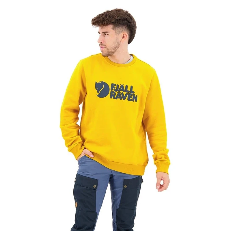 Fjäll Räven Men's Logo Sweater Sweatshirt Mustard Yellow