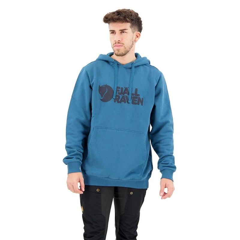 Fjällräven Mens Logo Hoodie M Sweatshirt, Deep Sea, L EU