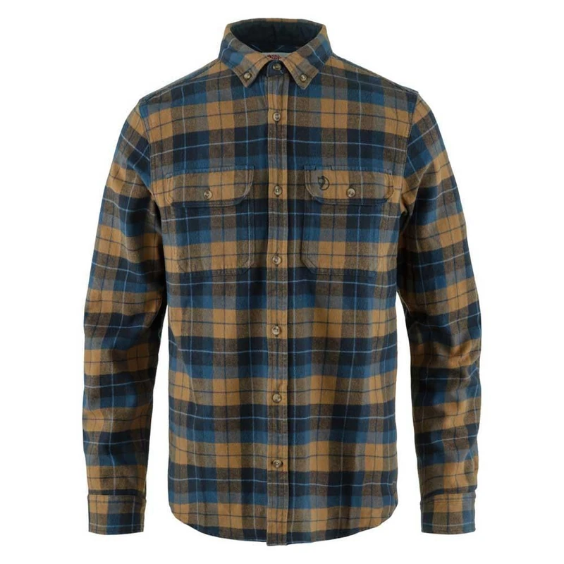 FJALLRAVEN 81373-555-232 Singi Heavy Flannel Shirt M T-Shirt Men's Dark Navy-Buckwheat Brown Size S
