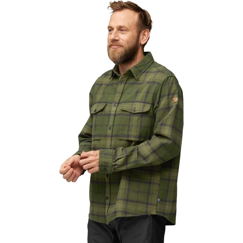 FJALLRAVEN 81478-662-620 Övik Twill Shirt M T-Shirt Men's Deep Forest-Green Size XS