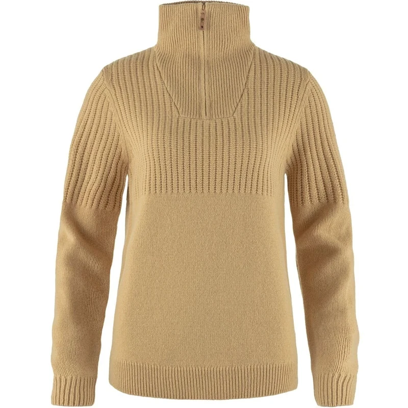 Fjallraven 86993-196 Övik Half Zip Knit W Sweatshirt Women's Dune Beige Size XL