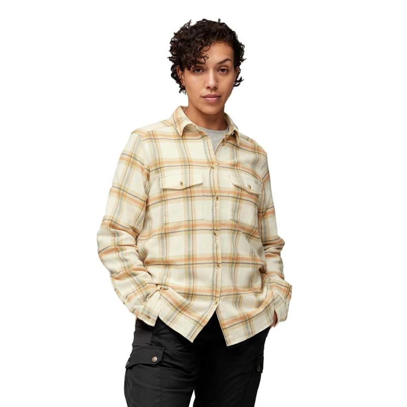 FJALLRAVEN Women's Övik Heavy Flannel Shirt W T, Dune Beige-Buckwheat Brown, S - Image 1