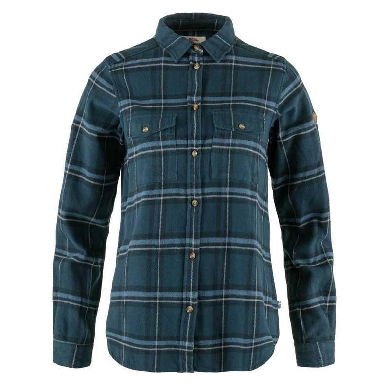 Fjällräven Damen Övik Heavy Flannel Shirt, Indigo Blue/Dark Navy, S