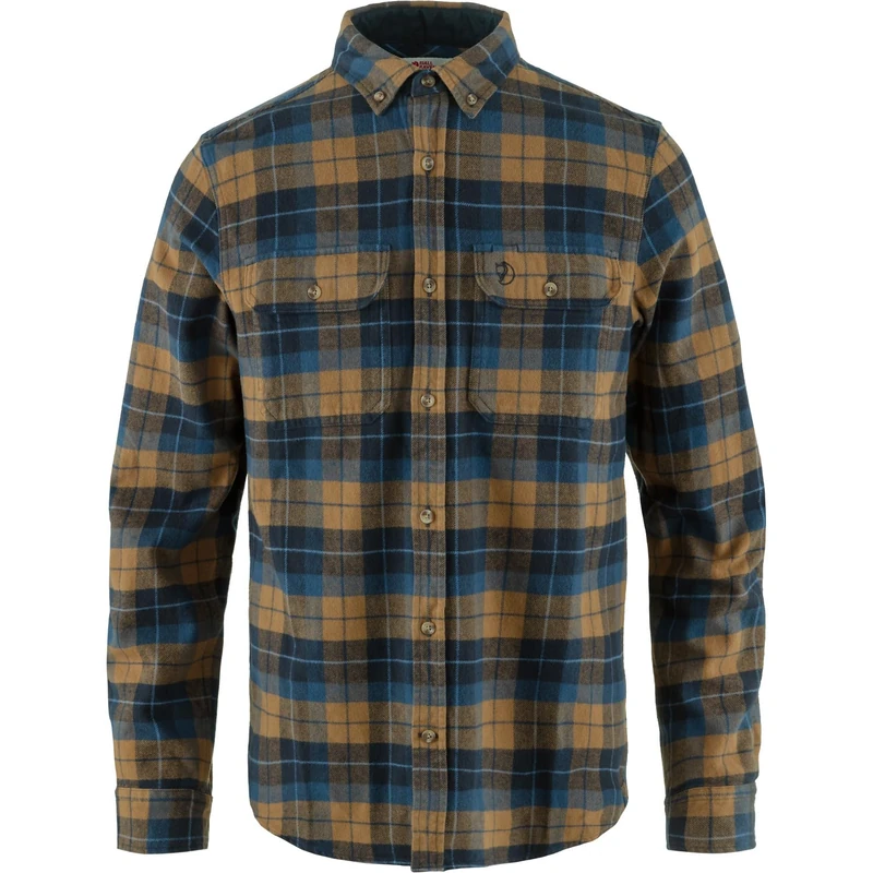 FJALLRAVEN 81373-555-232 Singi Heavy Flannel Shirt M T-Shirt Men's Dark Navy-Buckwheat Brown Size XS