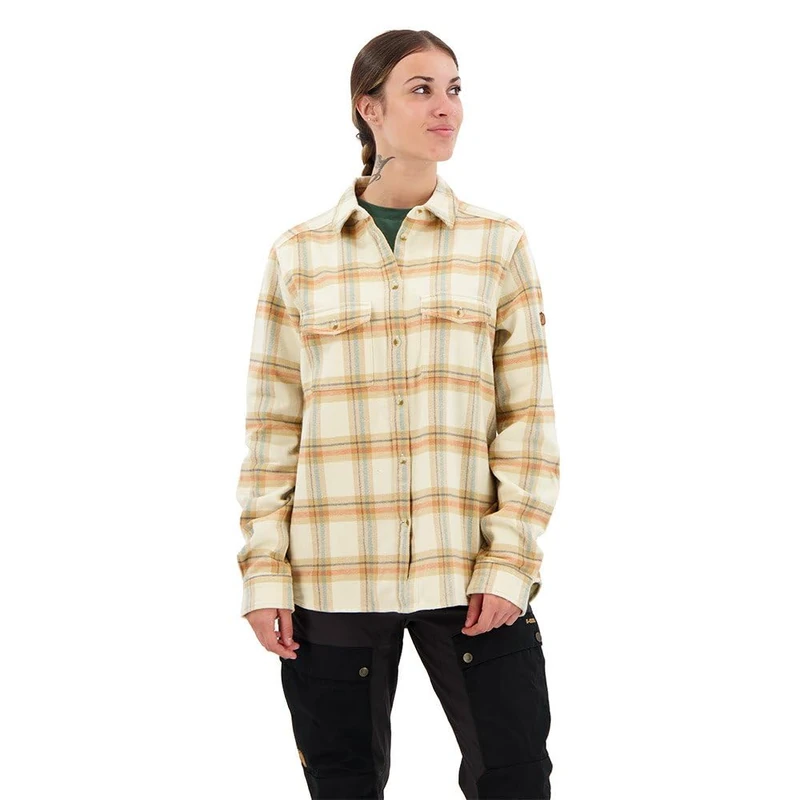 Fjällräven Damen Övik Heavy Flannel Shirt, Chalk White/Dune Beige, S