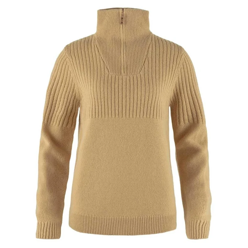 Fjallraven 86993-196 Övik Half Zip Knit W Sweatshirt Women's Dune Beige Size L