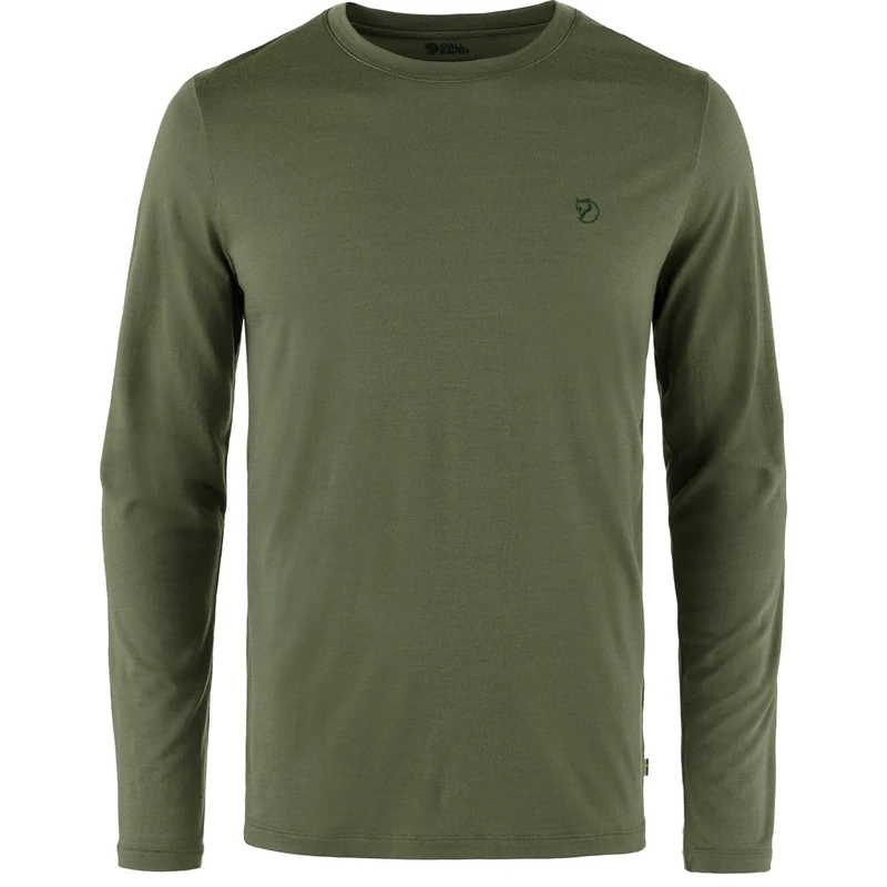 Fjallraven 87194-625 Abisko Wool LS M Sweatshirt Men's Laurel Green Size S - Image 1