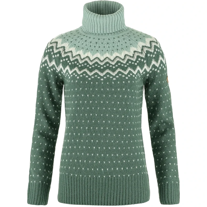 Fjallraven 84792-679-674 Övik Knit Roller Neck W Sweatshirt Women's Deep Patina-Misty Green Size XL
