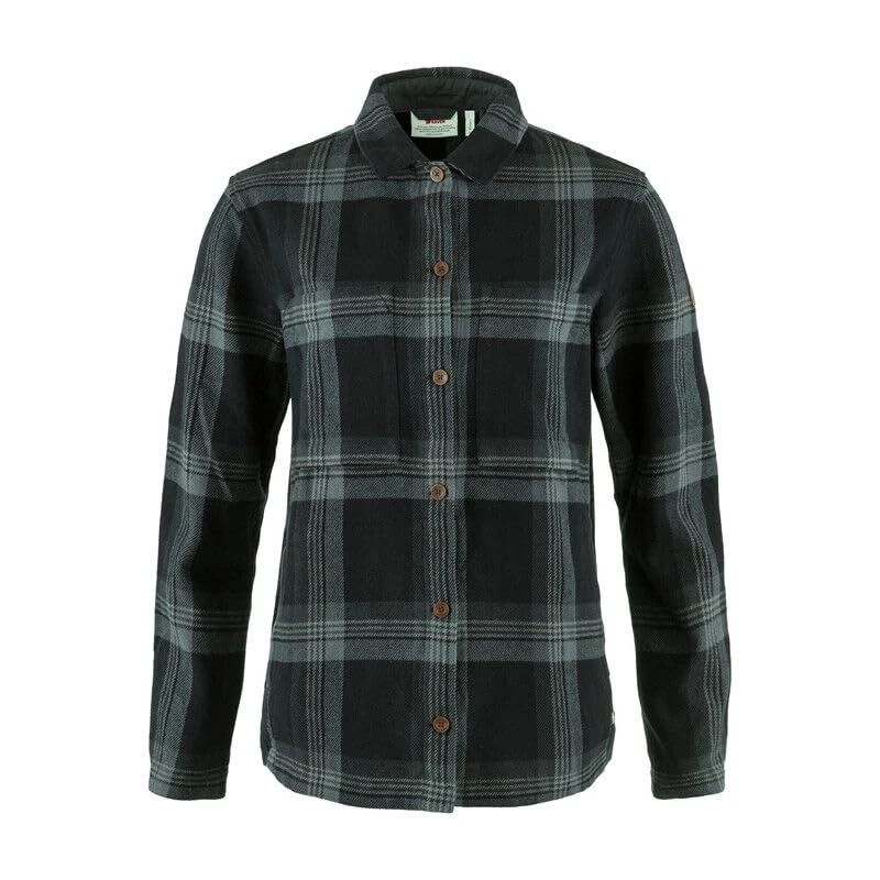 FJALLRAVEN 86986-550-048 Singi Flannel Overshirt W T-Shirt Women's Black-Iron Grey Size XXS