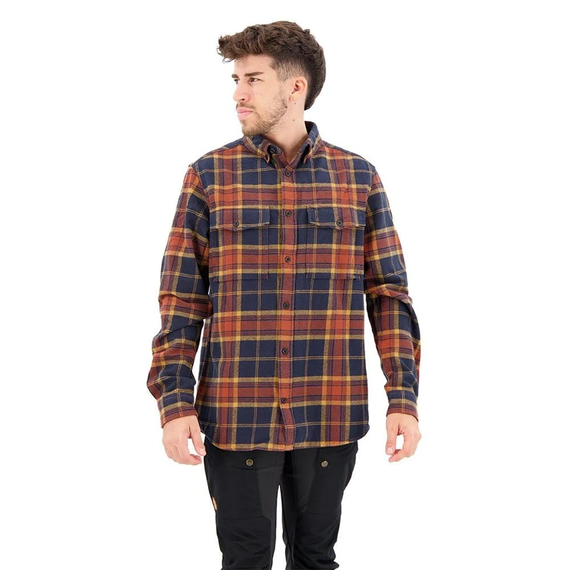 FJALLRAVEN 81478-215-555 Övik Twill Shirt M T-Shirt Men's Autumn Leaf-Dark Navy Size XXL
