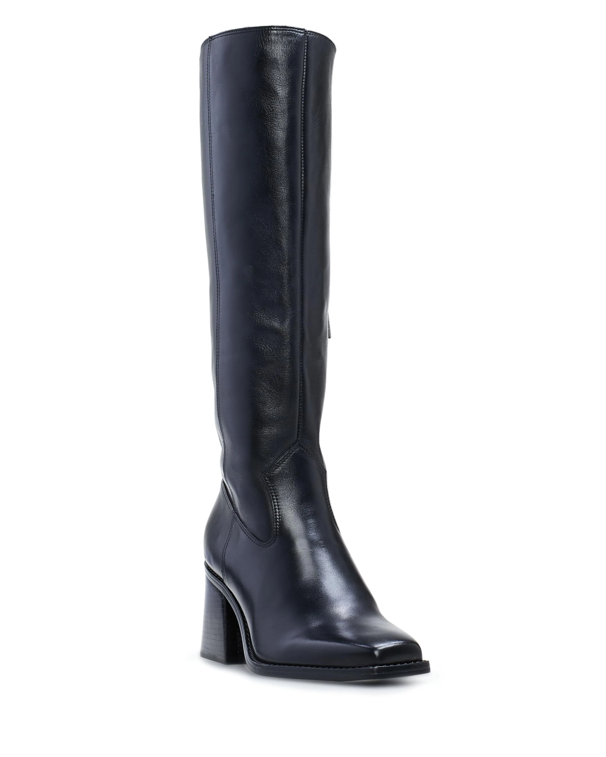 Vince Camuto Women's Sangeti Stacked Heel Knee High Boot Fashion, Black Wide Calf, 5.5 UK