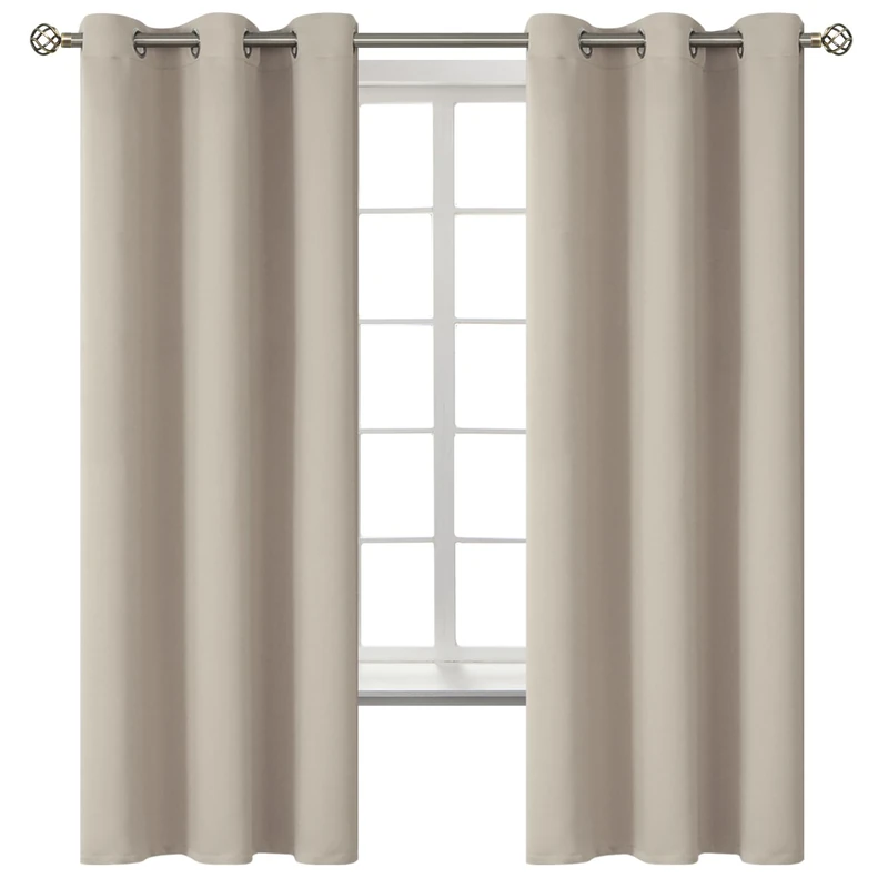BGment Camel Room Darkening Curtains 63 Inches Long - Grommet Thermal Insulated Drapes Window Treatment Curtains for Bedroom, 2 Panels, 42 x 63 Inch - Image 1