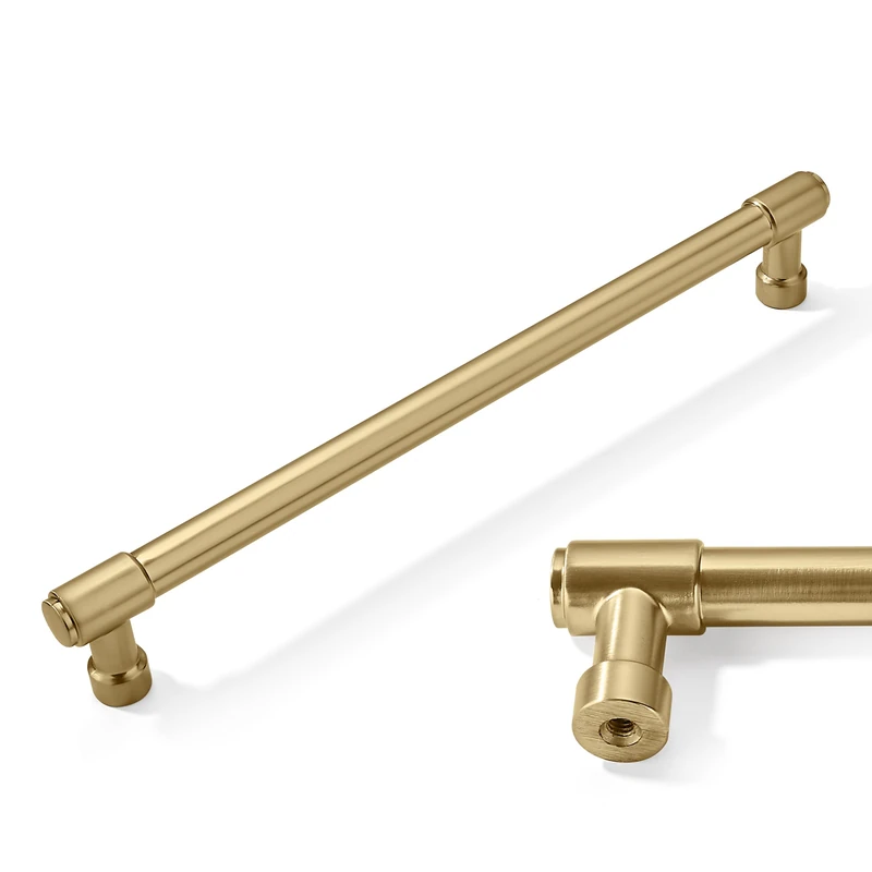 CABDM Kitchen Cabinet Handles: 6 Pack - 8 Inch Brushed Gold & Satin Brass Drawer Pulls