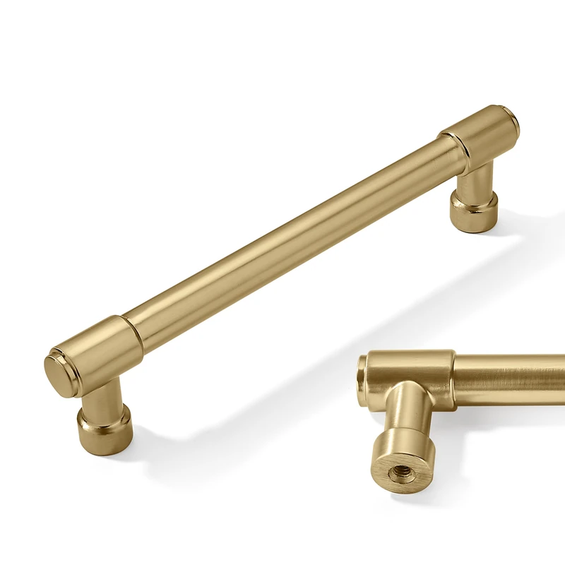 CABDM 10 Pack 6 Inch Cabinet Handles - Brushed Gold Pulls, Satin Brass Drawer Pulls, Kitchen Hardware for Cabinets, Cupboards, Drawers