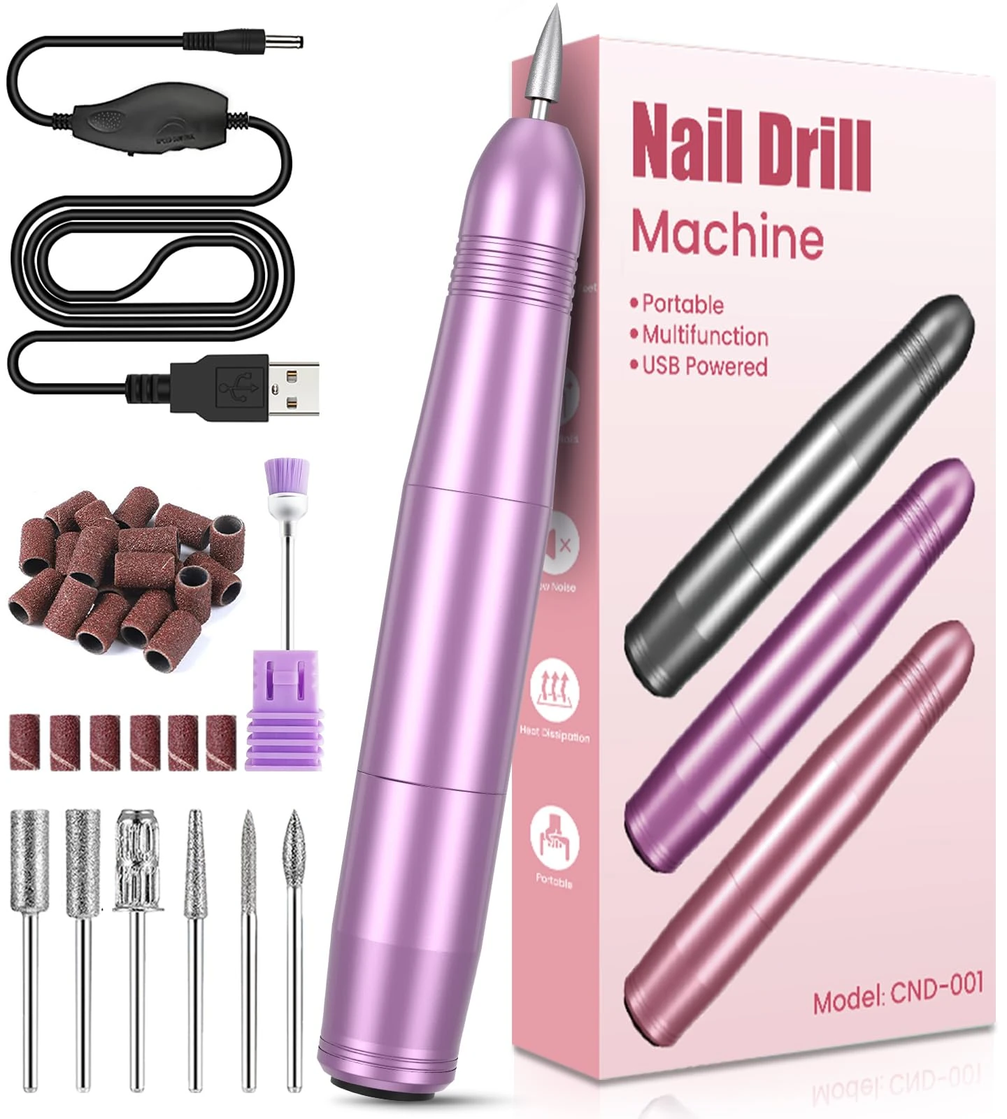 Electric Nail Files, Professional Nail Drill for Acrylic Nails Gel, Electric Nail Drill 20000 RPM, Adjustable Speed E File for Nails, Electric Manicure Pedicure Kit Gifts for Beginner Girl Women Mum